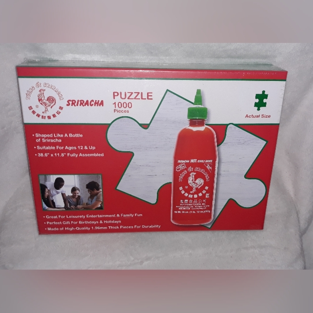 Sriracha Hot Sauce Bottle Shaped 1000 Piece Jigsaw Puzzle